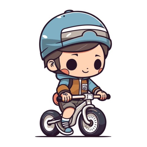 Boy riding a bike. Vector illustration. Isolated on white backgr