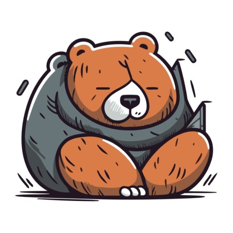 Cute cartoon bear sleeping. Vector illustration of a bear sleepi