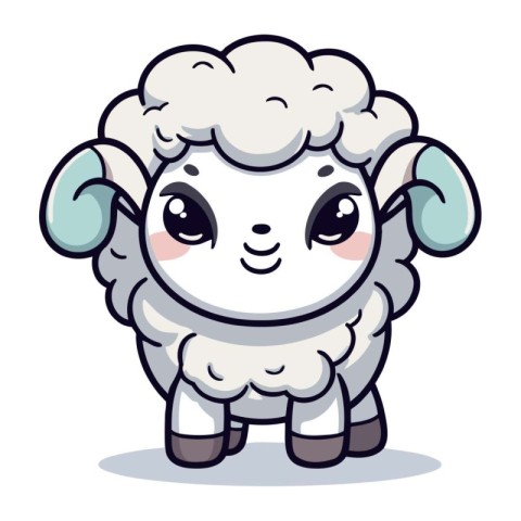 Cute Sheep Cartoon Mascot Character. Vector Illustration.