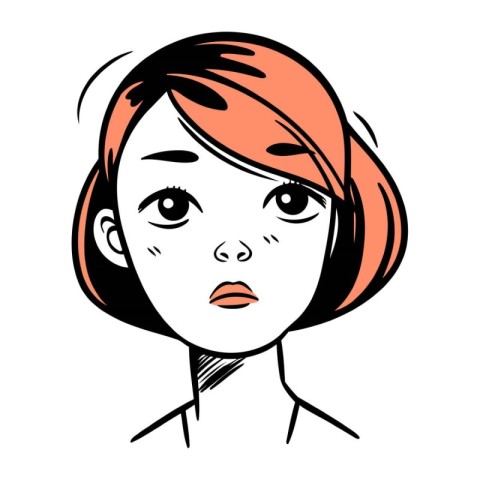 Vector illustration of a young woman with red hair. Cartoon styl