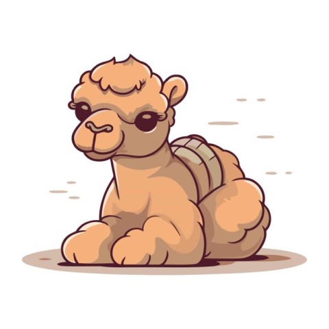 Camel sitting on the ground. Vector illustration of a camel.