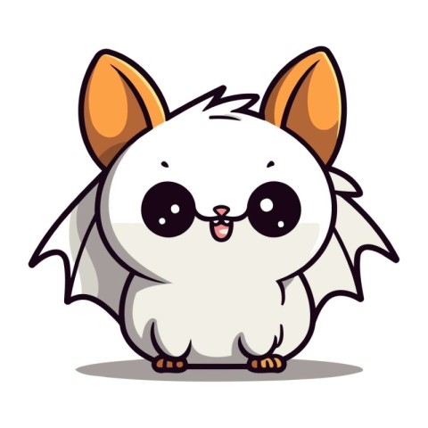 Cute little bat character cartoon vector illustration. Cute anim