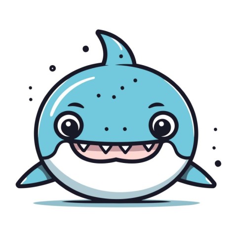 Cute cartoon shark. Vector illustration. Isolated on white backg