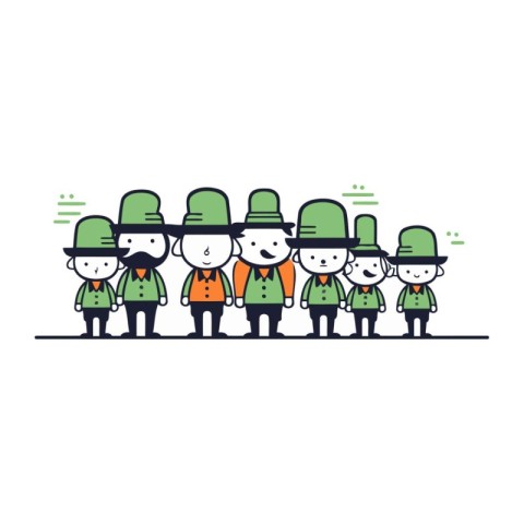 Illustration of a group of leprechauns standing together