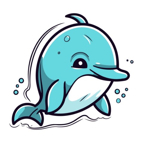 Cute cartoon whale isolated on a white background. Vector illust