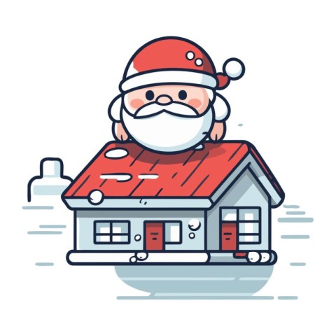 Santa Claus House Vector Illustration. Merry Christmas and Happy