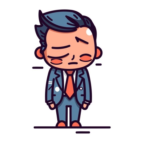 Angry businessman cartoon character. Vector illustration in flat