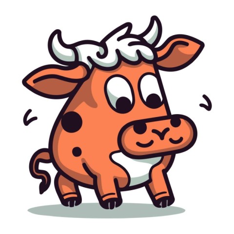 Cow Cartoon Mascot Character Vector Illustration. Cute Farm Anim