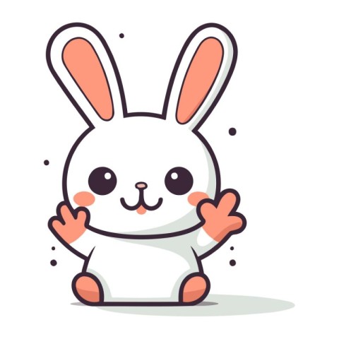 Cute white rabbit. Vector flat cartoon character illustration. I