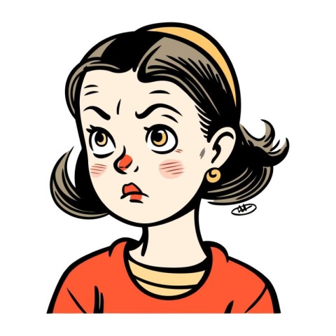 Illustration of a woman with a sad expression on her face.