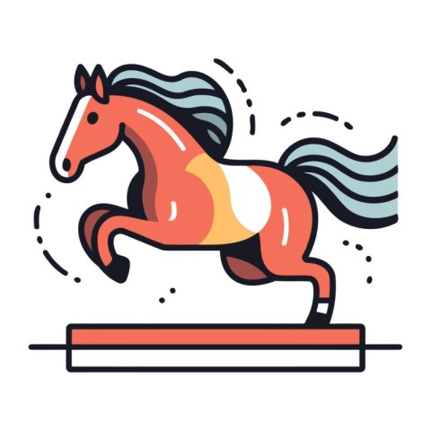 Vector illustration of red horse on white background. Flat style