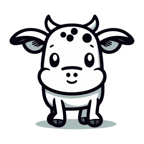 Cute Cow Cartoon Character Vector Illustration. Cute Farm Animal