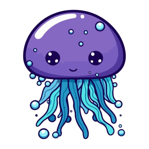 cute jellyfish cartoon vector illustration graphic design vector