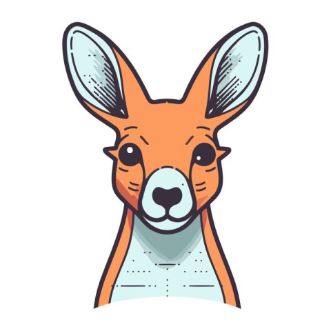 Funny kangaroo head vector illustration. Cute cartoon kangaroo f