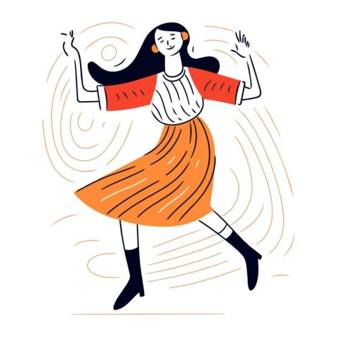 Vector illustration of a girl dancing in a flat style on a white