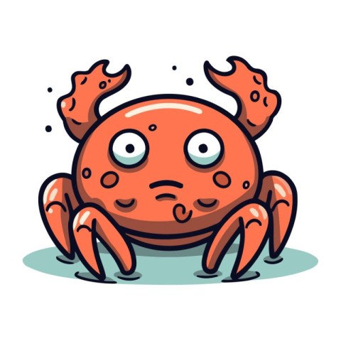 Cute cartoon crab. Vector illustration. Isolated on white backgr