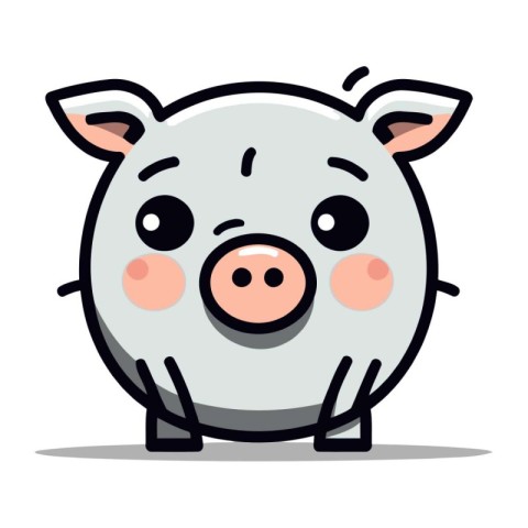 Cute Pig Cartoon Character Vector Illustration. Cute Pig Face Ic