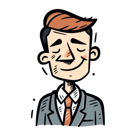 Vector illustration of a happy man in a business suit and tie.