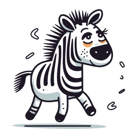 Zebra running vector illustration. Cute zebra cartoon character.