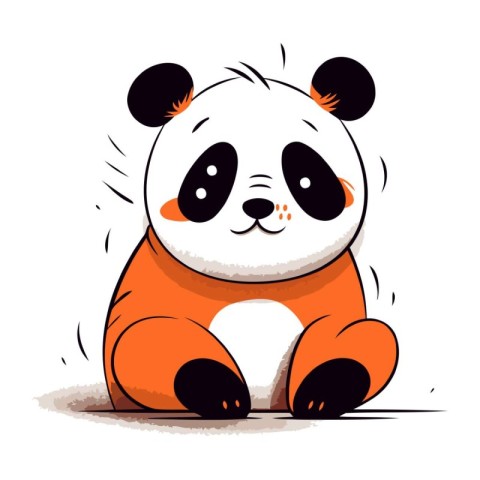 Cute cartoon panda sitting on the ground. Vector illustration.