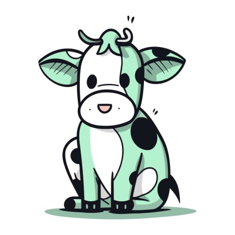 Cute cartoon cow. Vector illustration isolated on a white backgr