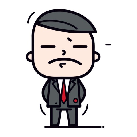 Sad Businessman   Cartoon Vector Illustration. Line Art Style De