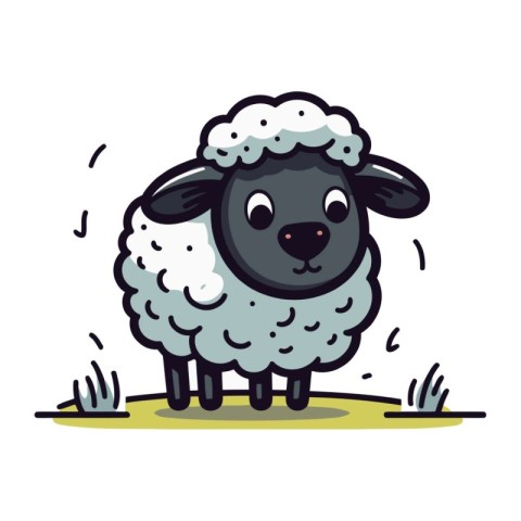 Sheep doodle isolated on white background. Vector illustration.