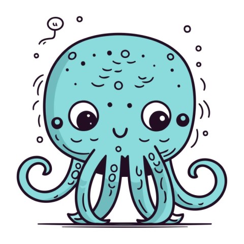 Cute cartoon octopus. Vector illustration. Isolated on white bac