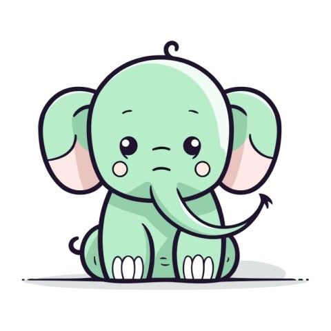 Cute elephant cartoon character vector illustration. Cute baby e