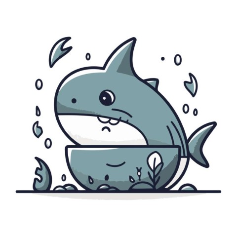 Cute cartoon shark. Vector illustration of a cute cartoon shark.