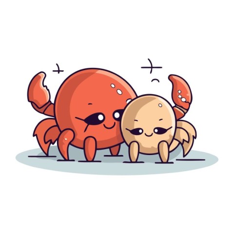 Cute crab character. Vector illustration in a flat cartoon style