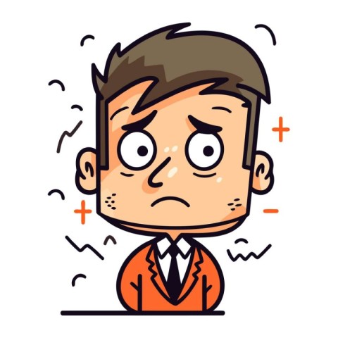 Funny office worker cartoon character with facial expression. Ve