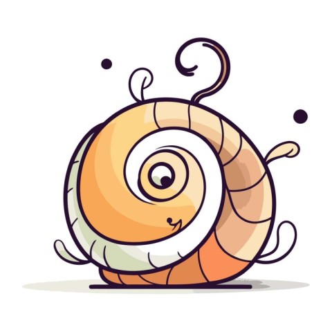 Cute cartoon snail. Vector illustration. Isolated on white backg