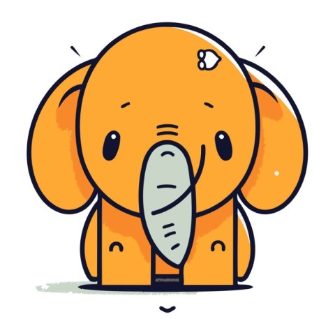 Cute cartoon elephant. Vector illustration isolated on a white b