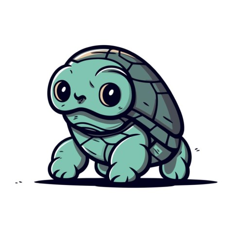 Cute cartoon turtle. Vector illustration isolated on a white bac