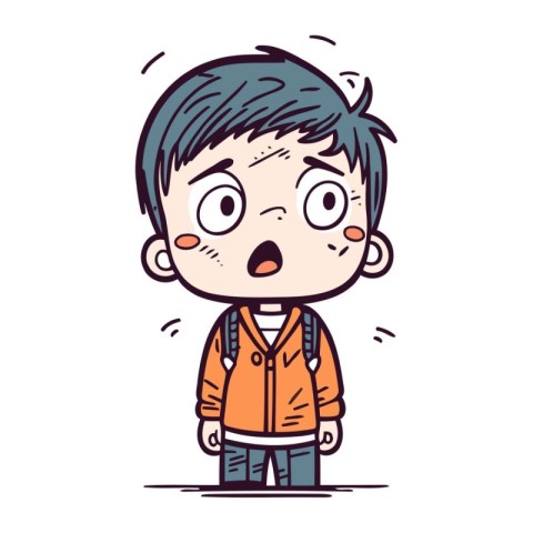 Surprised boy. Vector illustration in doodle style.