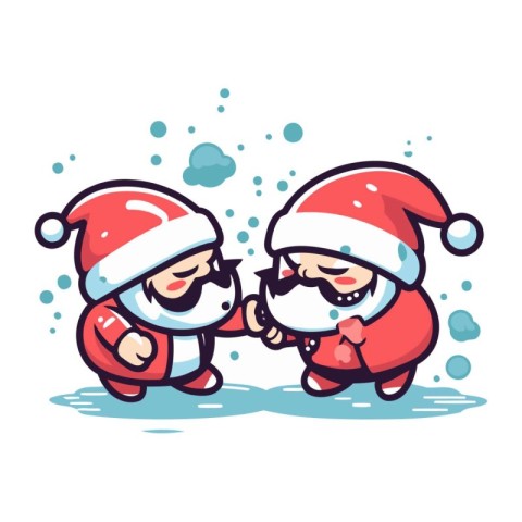 Santa Claus and Snow Maiden. Cute cartoon character. Vector illu