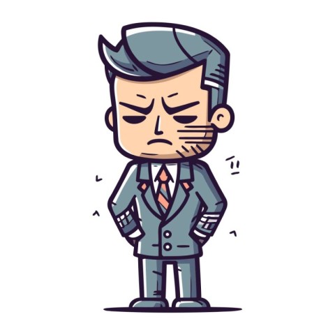 Sad Businessman Cartoon Character Vector Illustration. Businessm