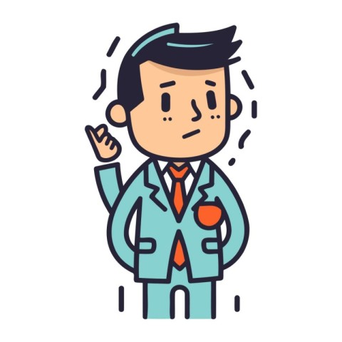 Vector illustration of a man in a business suit showing thumbs u