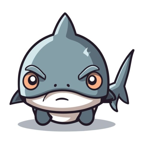 Angry shark character cartoon style vector illustration. Cute sh