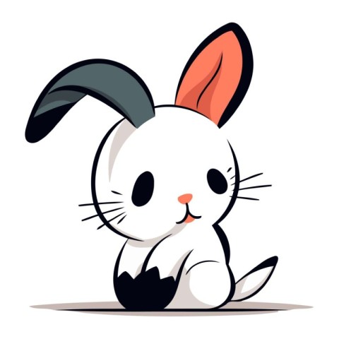 Cute cartoon rabbit. Vector illustration isolated on a white bac