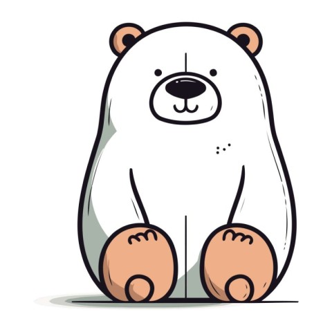 Cute polar bear sitting. Vector illustration of a cartoon charac