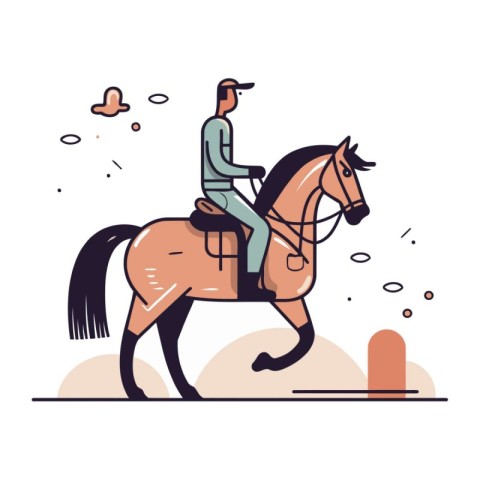 Horseman riding a horse. Vector illustration in flat style.