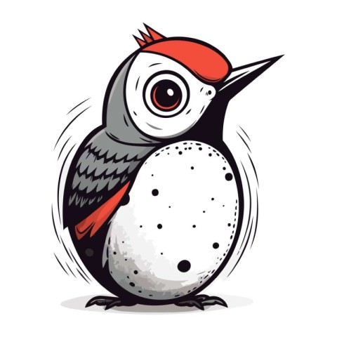 Cute Woodpecker isolated on white background. Vector illustratio