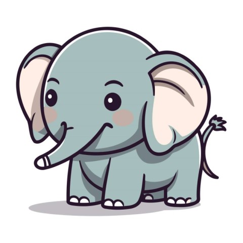 Cute elephant cartoon character vector illustration. Cute little