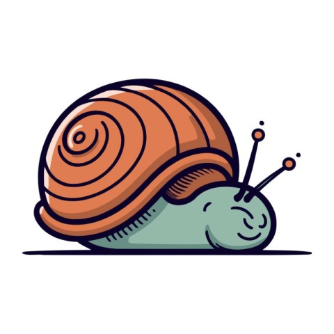 Cute cartoon snail. Vector illustration. Isolated on white backg