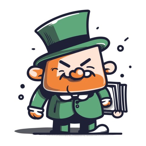 Cartoon leprechaun with accordion. Vector illustration.