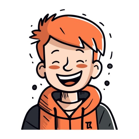 Smiling boy with red hair. Vector illustration in cartoon style.