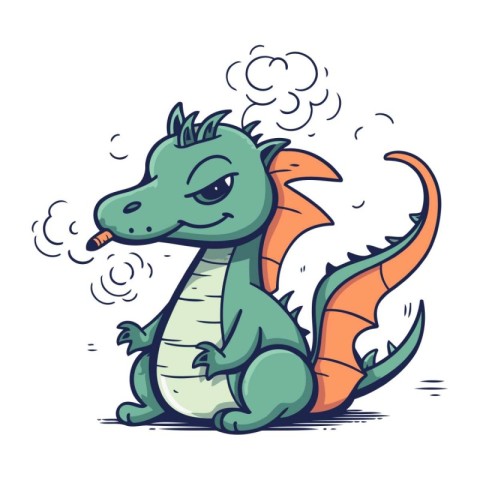 Cute cartoon dragon. Vector illustration. Isolated on white back