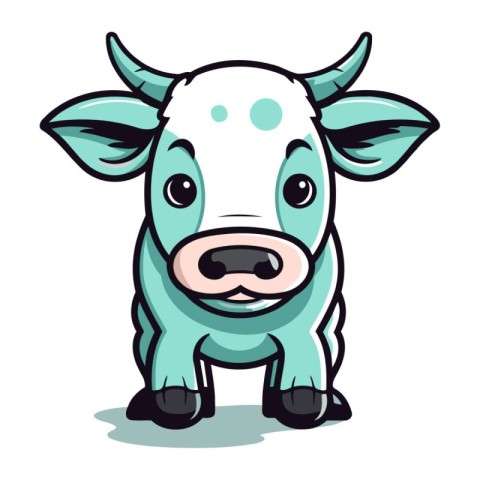 Cute cartoon cow isolated on a white background. Vector illustra